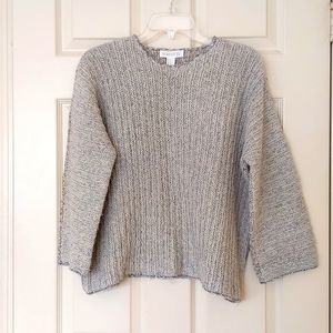 NWOT. Wide and big sleeve sweater w/knitted stripes & two shades of front/back.